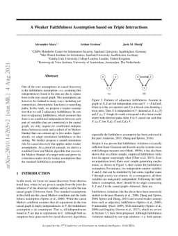 A Weaker Faithfulness Assumption based on Triple Interactions