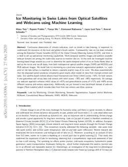 Ice Monitoring in Swiss Lakes from Optical Satellites and Webcams using
  Machine Learning