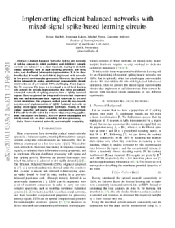 Implementing efficient balanced networks with mixed-signal spike-based
  learning circuits