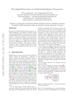 The DigitalTwin from an Artificial Intelligence Perspective