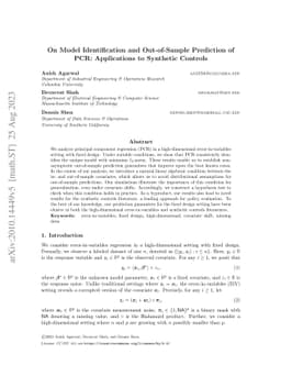 On Model Identification and Out-of-Sample Prediction of Principal
  Component Regression: Applications to Synthetic Controls