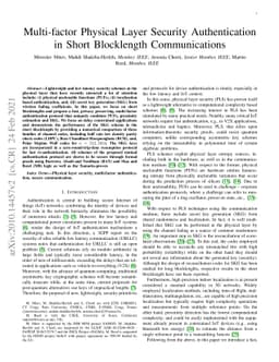 Multi-factor Physical Layer Security Authentication in Short Blocklength
  Communication