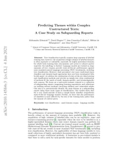 Predicting Themes within Complex Unstructured Texts: A Case Study on
  Safeguarding Reports