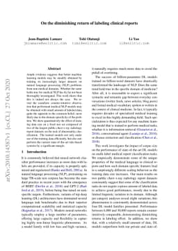 On the diminishing return of labeling clinical reports