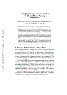 Learning to Generate Cost-to-Go Functions for Efficient Motion Planning