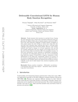 Deformable Convolutional LSTM for Human Body Emotion Recognition