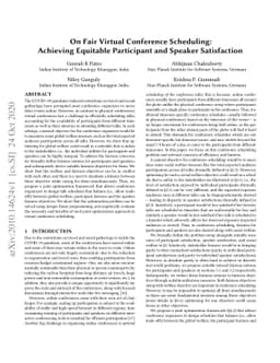 On Fair Virtual Conference Scheduling: Achieving Equitable Participant
  and Speaker Satisfaction