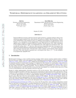 Temporal Difference Learning as Gradient Splitting