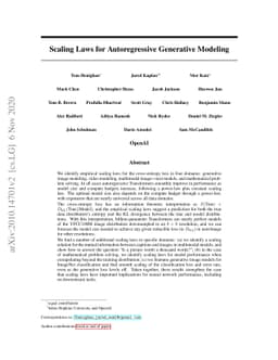 Scaling Laws for Autoregressive Generative Modeling