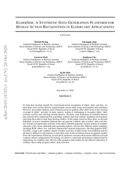 ElderSim: A Synthetic Data Generation Platform for Human Action
  Recognition in Eldercare Applications