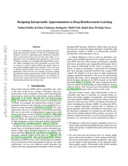 Designing Interpretable Approximations to Deep Reinforcement Learning