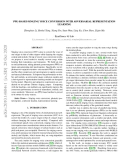 PPG-based singing voice conversion with adversarial representation
  learning