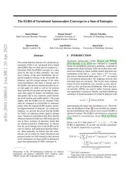The ELBO of Variational Autoencoders Converges to a Sum of Three
  Entropies