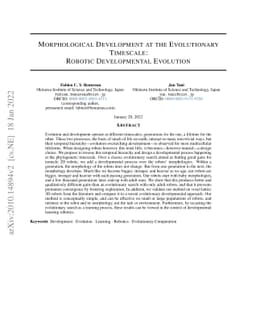 Morphological Development at the Evolutionary Timescale: Robotic
  Developmental Evolution