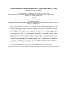 Comparison Analysis of Tree Based and Ensembled Regression Algorithms
  for Traffic Accident Severity Prediction
