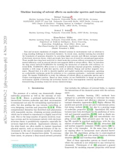 Machine learning of solvent effects on molecular spectra and reactions