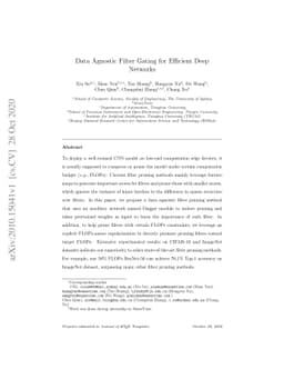 Data Agnostic Filter Gating for Efficient Deep Networks