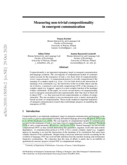 Measuring non-trivial compositionality in emergent communication