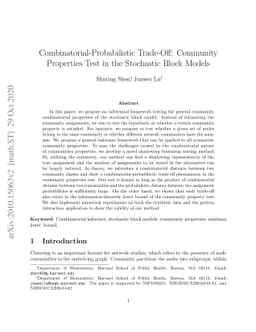 Combinatorial-Probabilistic Trade-Off: Community Properties Test in the
  Stochastic Block Models