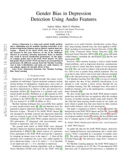 Gender Bias in Depression Detection Using Audio Features
