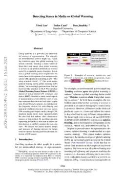 Detecting Stance in Media on Global Warming
