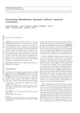 Forecasting Hamiltonian dynamics without canonical coordinates