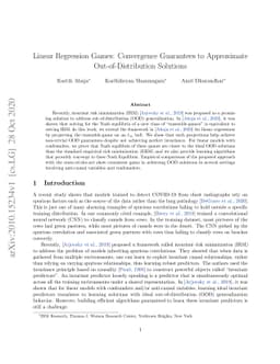 Linear Regression Games: Convergence Guarantees to Approximate
  Out-of-Distribution Solutions