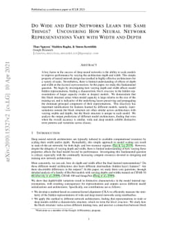 Do Wide and Deep Networks Learn the Same Things? Uncovering How Neural
  Network Representations Vary with Width and Depth