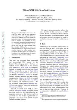 Tilde at WMT 2020: News Task Systems