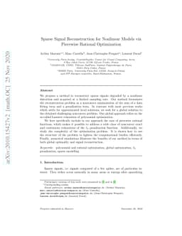 Sparse Signal Reconstruction for Nonlinear Models via Piecewise Rational
  Optimization