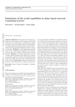 Limitations of the recall capabilities in delay based reservoir
  computing systems