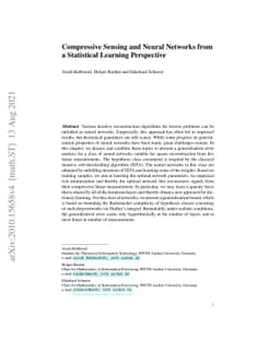 Compressive Sensing and Neural Networks from a Statistical Learning
  Perspective