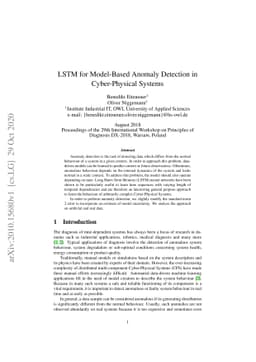 LSTM for Model-Based Anomaly Detection in Cyber-Physical Systems