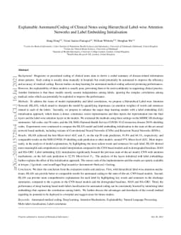 Explainable Automated Coding of Clinical Notes using Hierarchical
  Label-wise Attention Networks and Label Embedding Initialisation