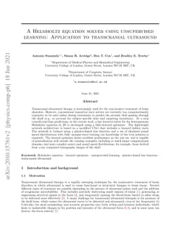 A Helmholtz equation solver using unsupervised learning: Application to
  transcranial ultrasound