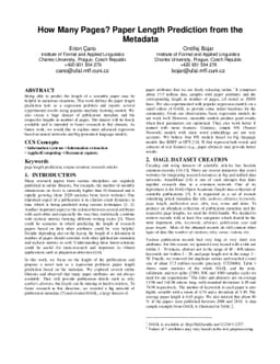 How Many Pages? Paper Length Prediction from the Metadata