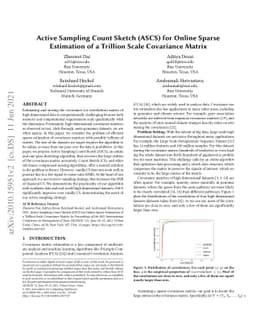 Active Sampling Count Sketch (ASCS) for Online Sparse Estimation of a
  Trillion Scale Covariance Matrix