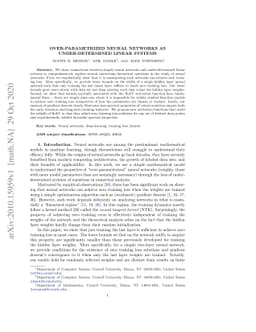 Over-parametrized neural networks as under-determined linear systems