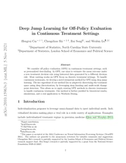 Deep Jump Learning for Off-Policy Evaluation in Continuous Treatment
  Settings