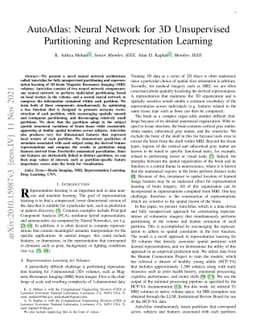 AutoAtlas: Neural Network for 3D Unsupervised Partitioning and
  Representation Learning