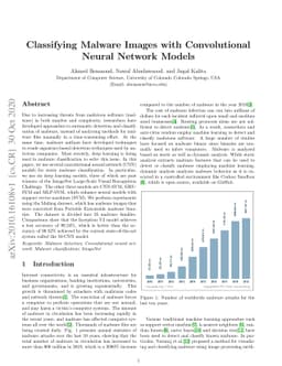 Classifying Malware Images with Convolutional Neural Network Models