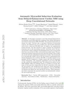 Automatic Myocardial Infarction Evaluation from Delayed-Enhancement
  Cardiac MRI using Deep Convolutional Networks