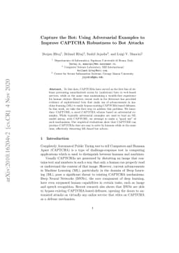 Capture the Bot: Using Adversarial Examples to Improve CAPTCHA
  Robustness to Bot Attacks