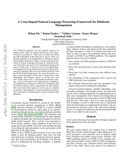 A Cross-lingual Natural Language Processing Framework for Infodemic
  Management