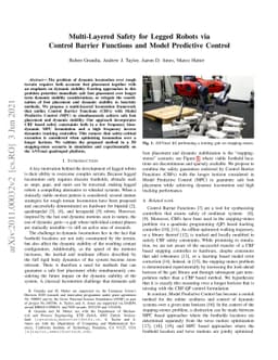 Multi-Layered Safety for Legged Robots via Control Barrier Functions and
  Model Predictive Control