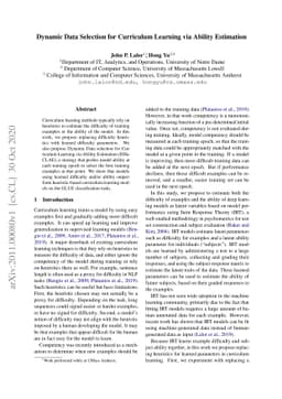 Dynamic Data Selection for Curriculum Learning via Ability Estimation