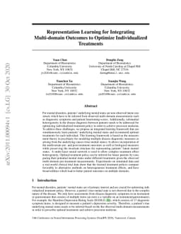 Representation Learning for Integrating Multi-domain Outcomes to
  Optimize Individualized Treatments