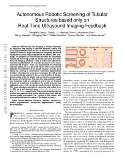 Autonomous Robotic Screening of Tubular Structures based only on
  Real-Time Ultrasound Imaging Feedback