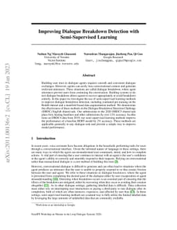 Improving Dialogue Breakdown Detection with Semi-Supervised Learning