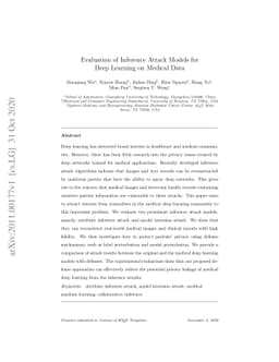 Evaluation of Inference Attack Models for Deep Learning on Medical Data
